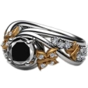 Black Diamond White Gold Engagement Ring