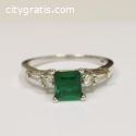 Buy 14k White Gold 1.19cttw Emerald Ring