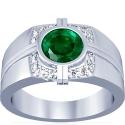 Buy Bezel Set Emerald Mens Ring 0.20Cttw
