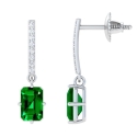 Emerald Cut Emerald Dangling Earrings